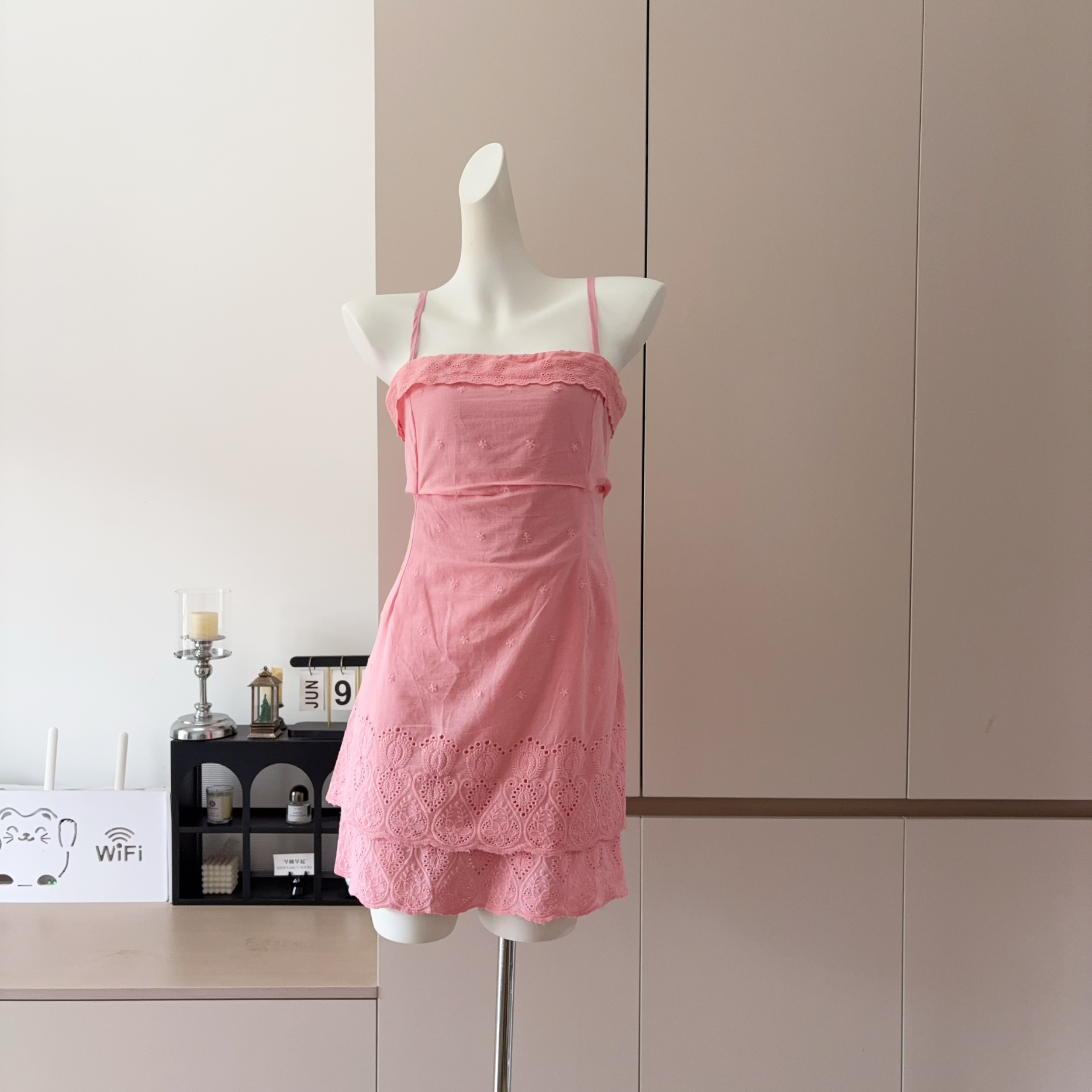 Pink Embroidered Sleeveless Tube Dress Women Summer Petite Waist-Slimming Elegant Pure Desire Sexy A-Line Short Dress - Image 2