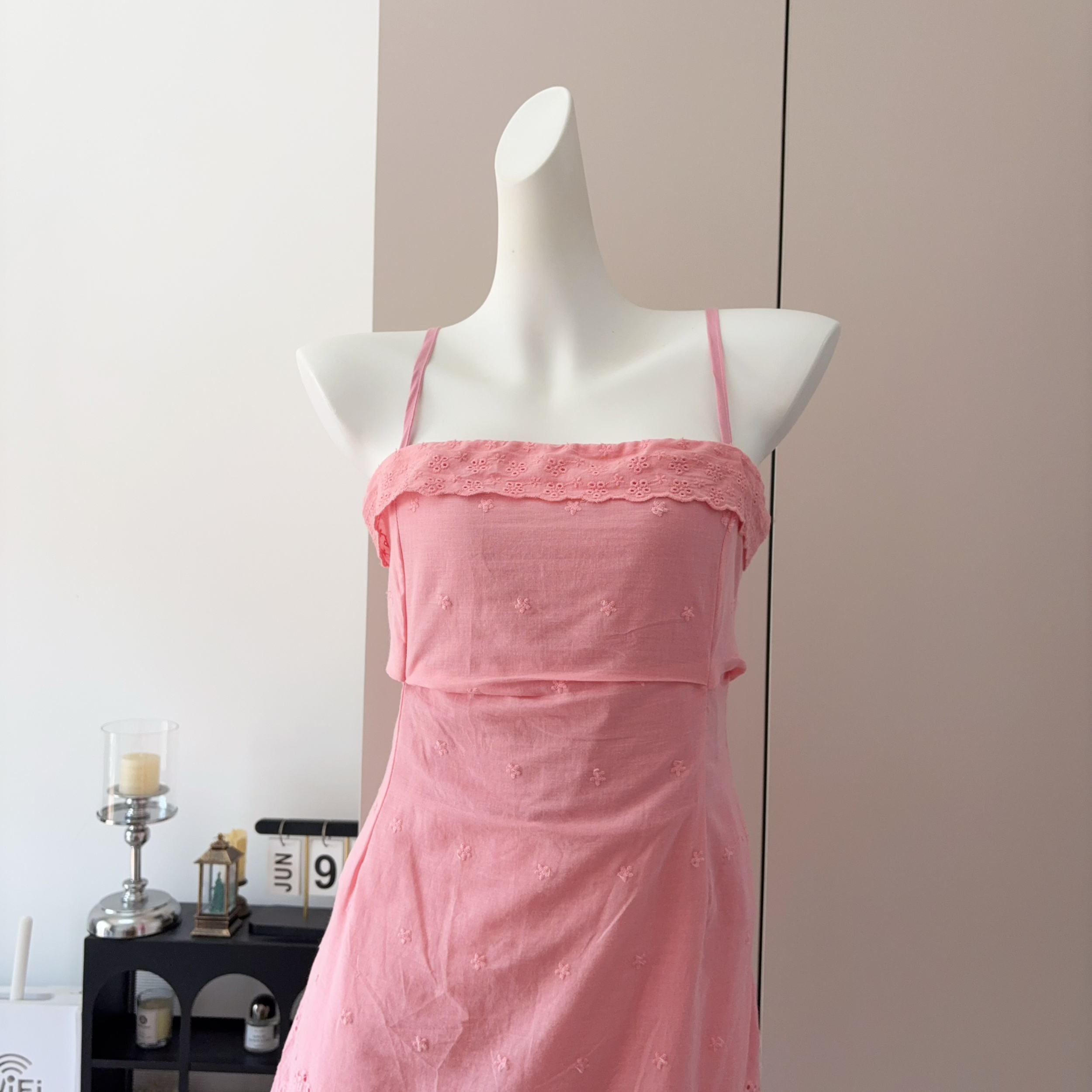Pink Embroidered Sleeveless Tube Dress Women Summer Petite Waist-Slimming Elegant Pure Desire Sexy A-Line Short Dress - Image 4