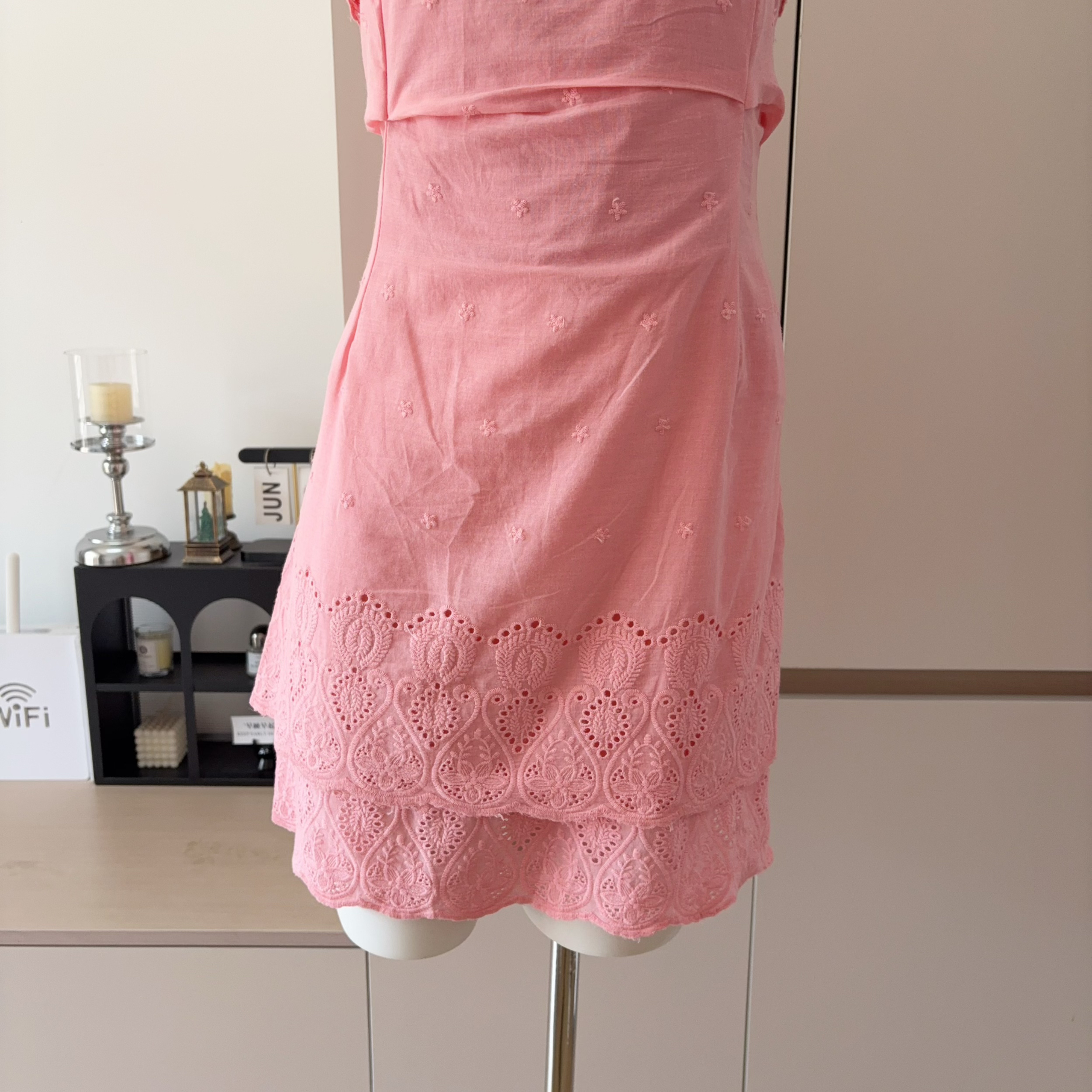 Pink Embroidered Sleeveless Tube Dress Women Summer Petite Waist-Slimming Elegant Pure Desire Sexy A-Line Short Dress - Image 5