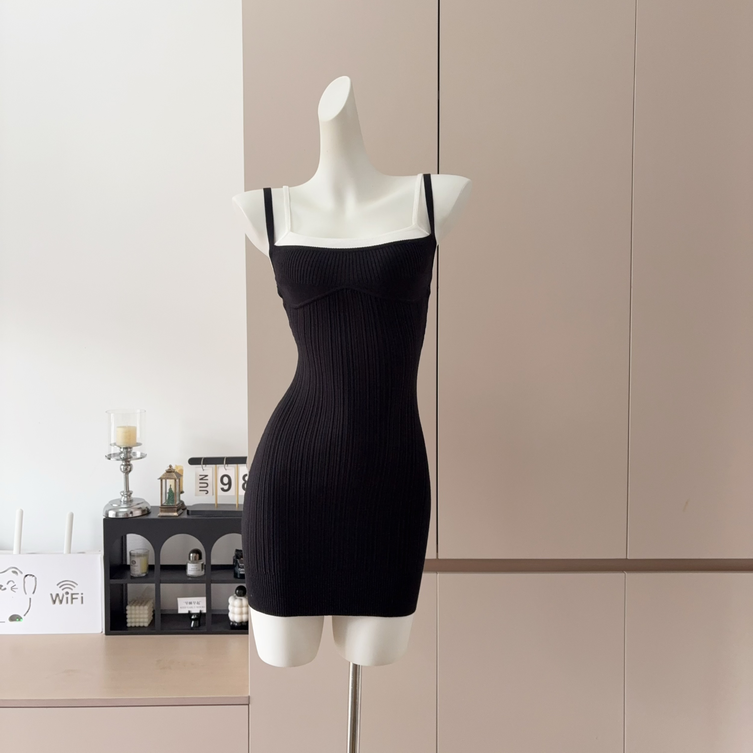 FAY Double Strap Faux Two Piece Bodycon Dress - Image 3