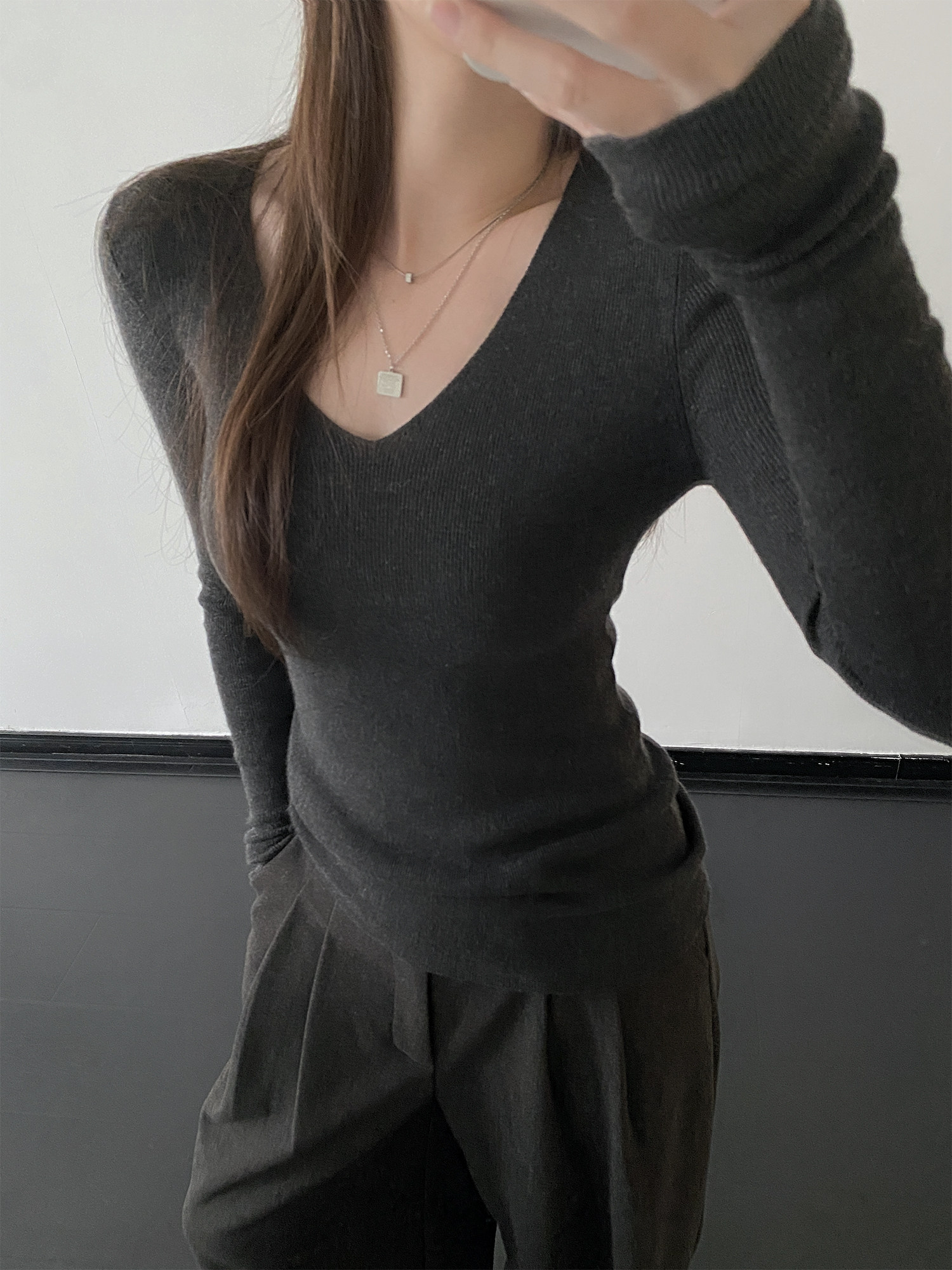 Women's Basic V-Neck Slim Fit Knit Cardigan Sweater - Image 2
