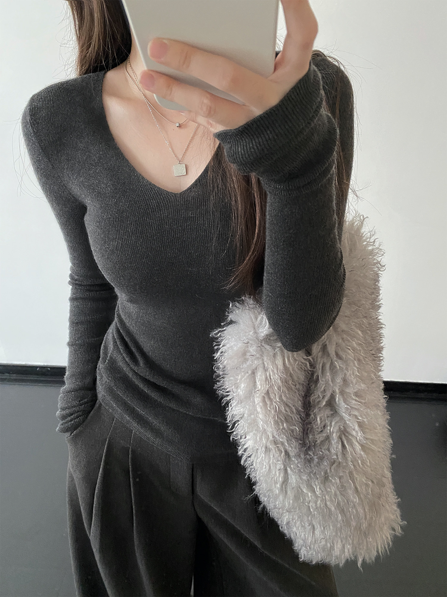 Women's Basic V-Neck Slim Fit Knit Cardigan Sweater - Image 4