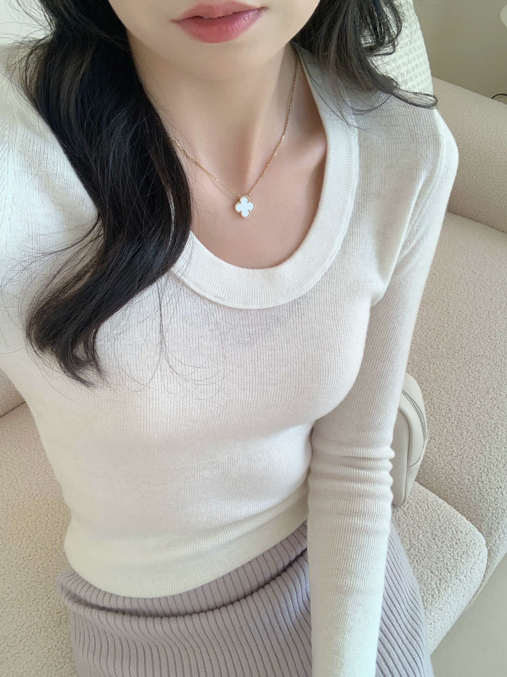 Women's Wool-Blend U-Neck Slim Knit Sweater Fall Winter Base Layer Top