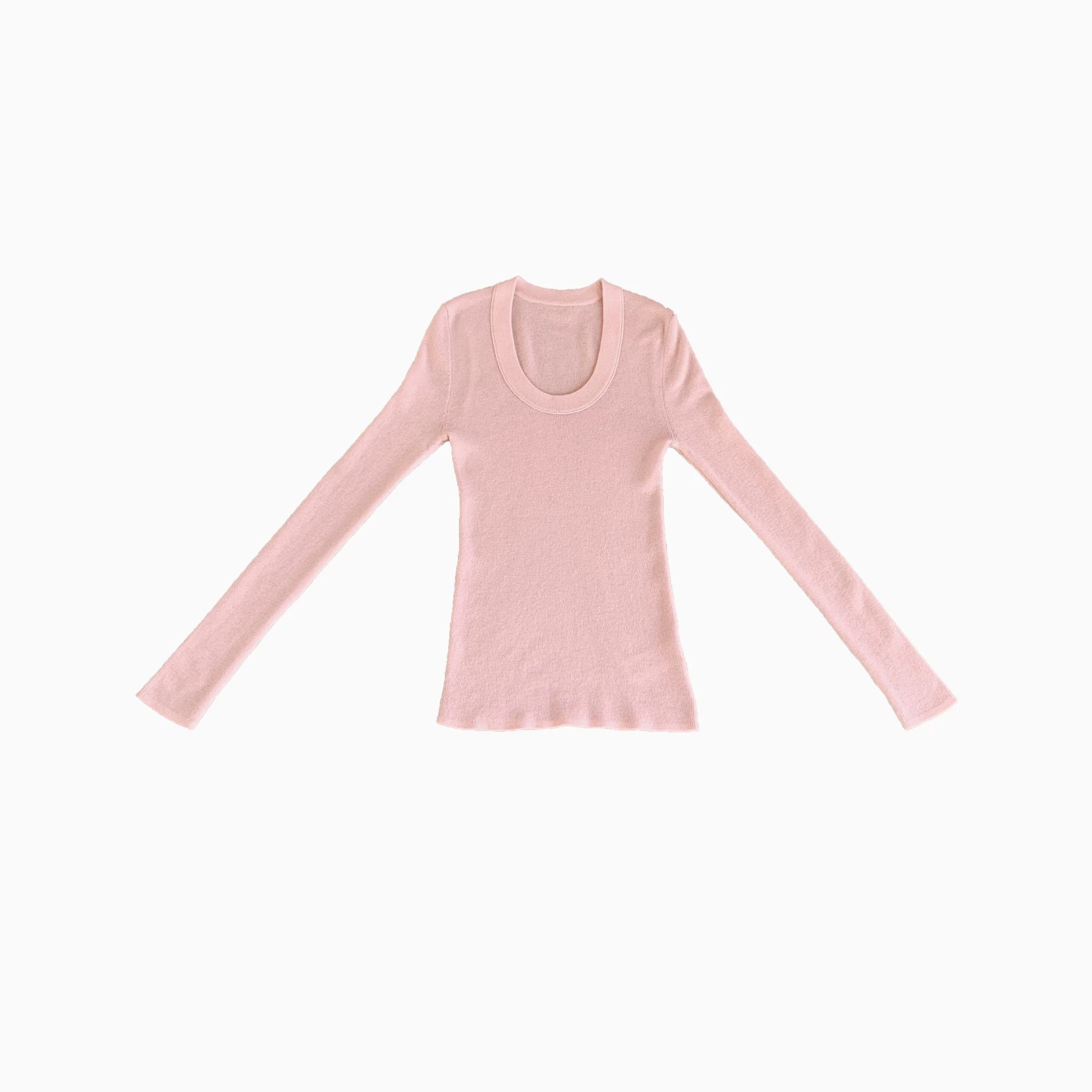 Women's Wool-Blend U-Neck Slim Knit Sweater Fall Winter Base Layer Top - Image 5